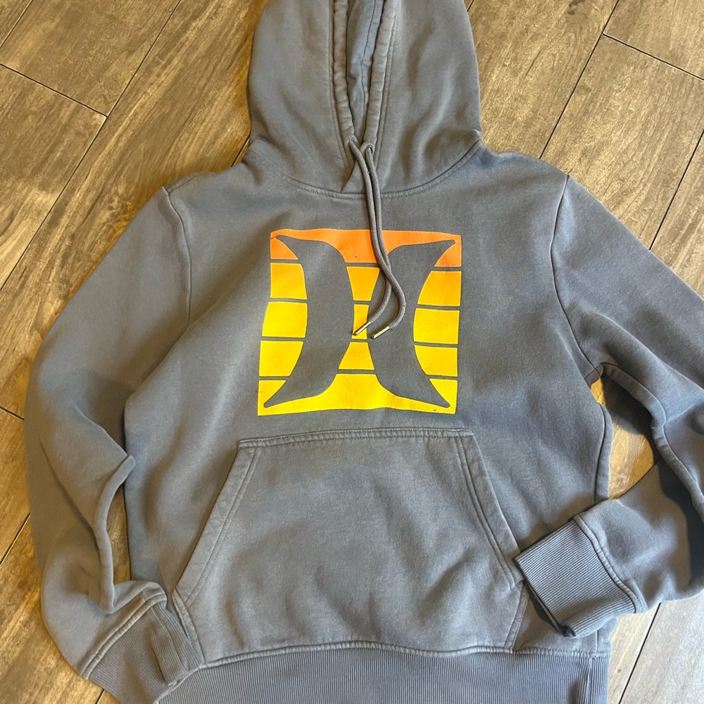 Hurley Gray Hoodie with Orange and Yellow Logo